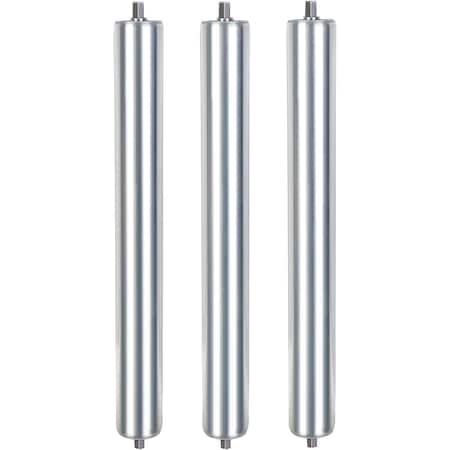 Global Industrial 15in Replacement Roller, 1.9in Dia., Galvanized Steel, 3PK 293179